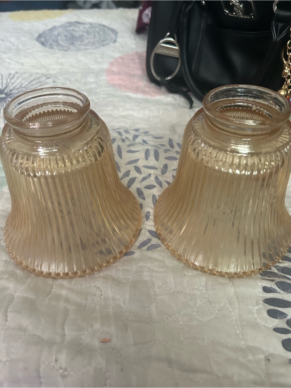 Amber Ribbed Glass Lamp Shades - Home Accents